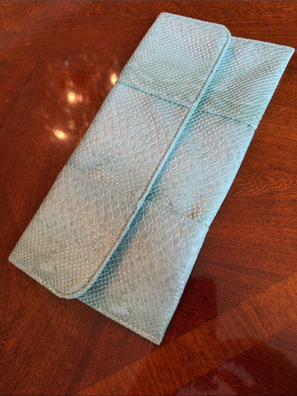 Urban Expressions Teal Snake-Embossed Clutch